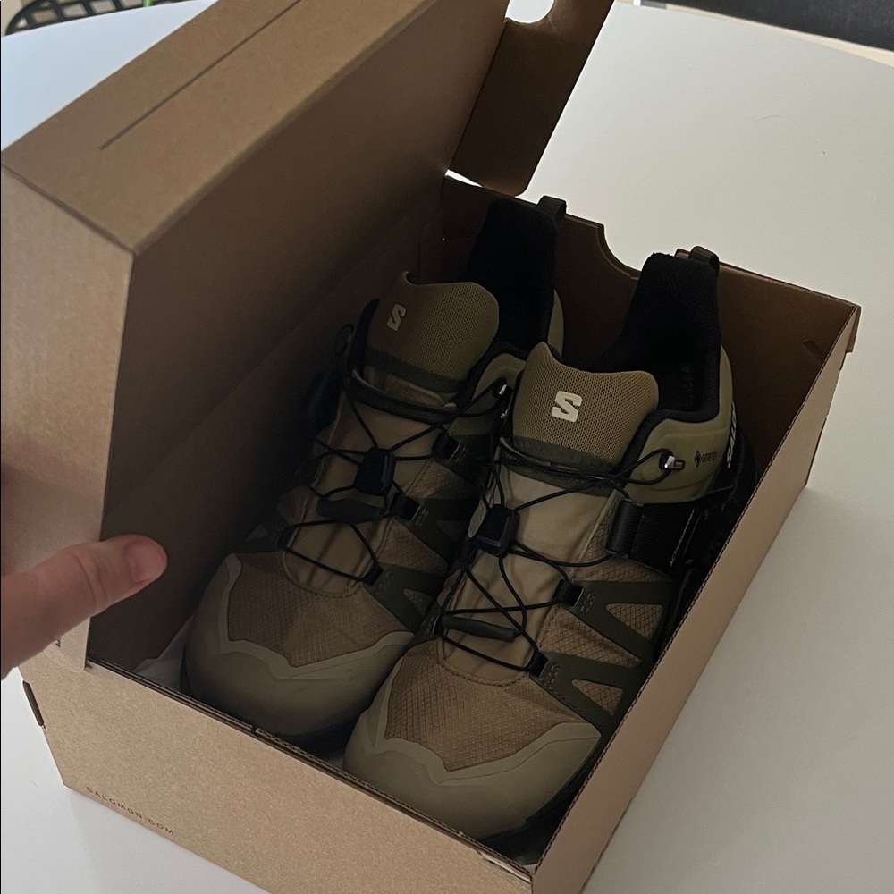 Salomon Khaki and Black Athletic Shoes